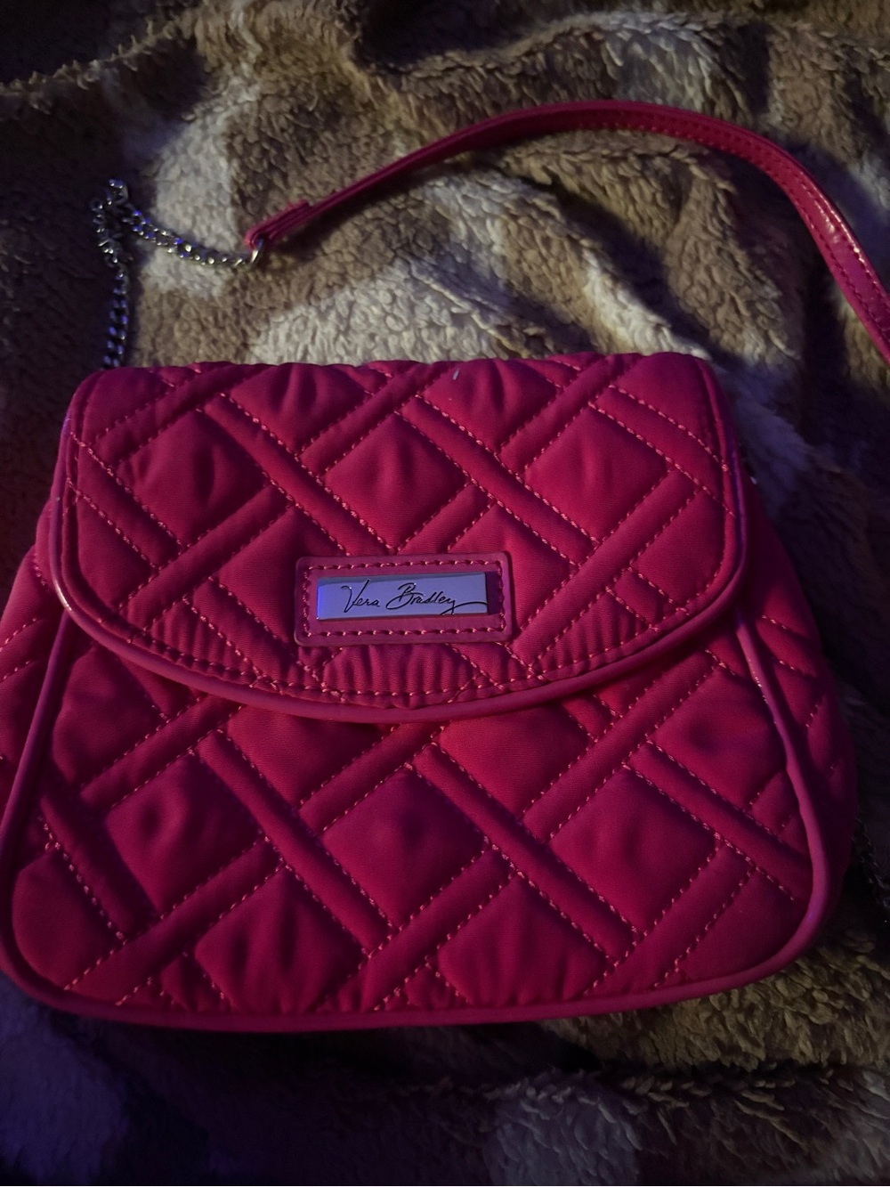 Vera Bradley Quilted Crossbody in Bright Pink